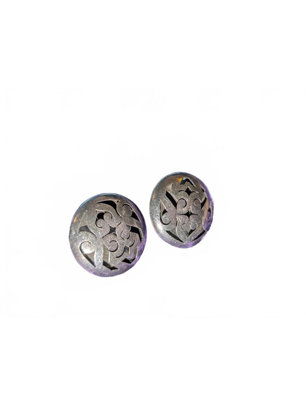 Vintage Silver Mexica earrings with Intricate Cutout Design